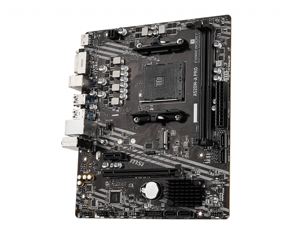 MSI A520M-A PRO DDR4 4600MHZ 1XHDMI 1XDVI 1XM.2 USB 3.2 MATX AM4 (AMD AM4 5000/4000 /3000 SERİSİ İLE UYUMLU)