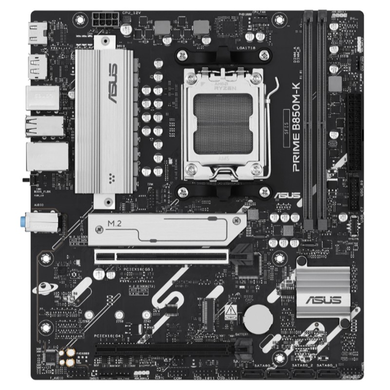 ASUS PRIME B850M-K DDR5 8400MHZ 1XHDMI 1XDP 2XM.2 USB2.0 MATX AM5(AMD AM5 9000/8000/7000 SERİLERİ İLE UYUMLU)