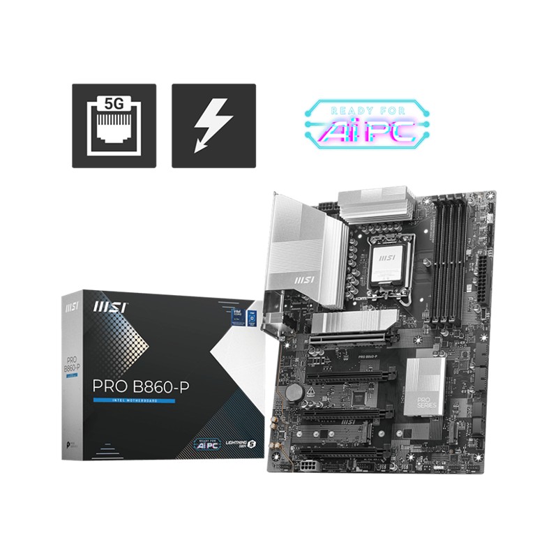 MSI PRO B860-P DDR5 8800MT/S 1XHDMI 1XDP 3XM.2 ATX 1851P (INTEL ULTRA PROCESSORS SERIES 2)