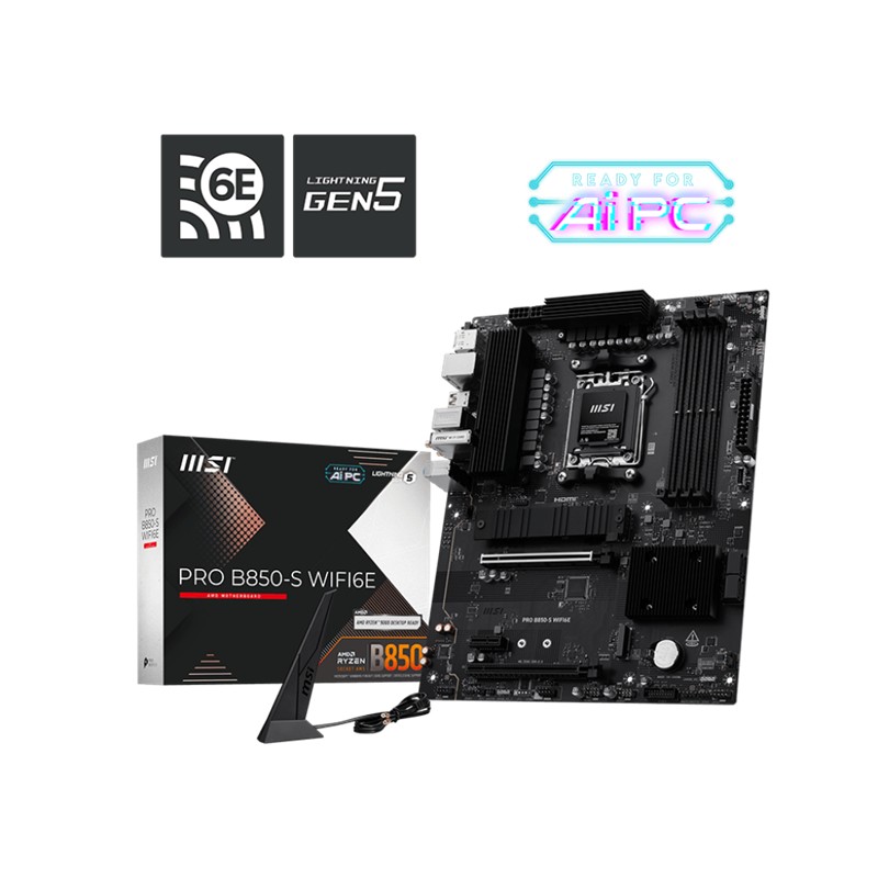 MSI PRO B850-S WIFI6E DDR5 8200MT/S 1XHDMI 1XDP 2XM.2 AM5 ATX (AMD AM5 9000/8000/7000 SERİLERİ İLE UYUMLU)