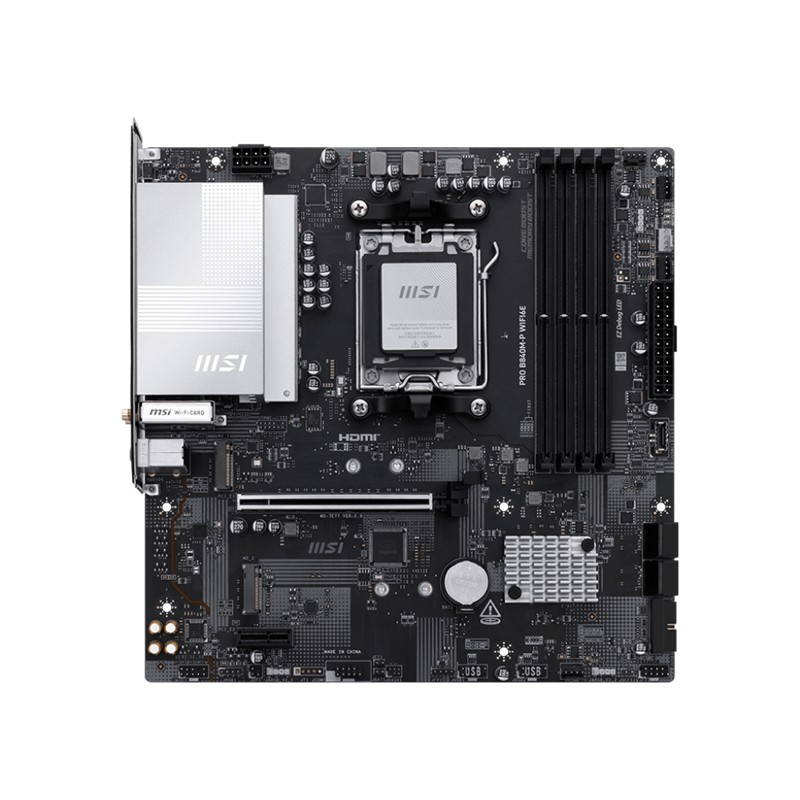 MSI PRO B840M-P WIFI6E DDR5 8000MT/S 1XHDMI 2XM.2 USB-C AM5 MATX (AMD AM5 9000/8000/7000 SERİLERİ İLE UYUMLU)