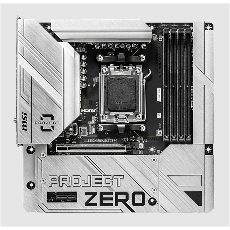 MSI B650M PROJECT ZERO DDR5 7600MT/S 1XHDMI 1XDP 2XM.2 USB MATX AM5 (AMD AM5 9000/8000/7000 SERİ İLE UYUMLU)