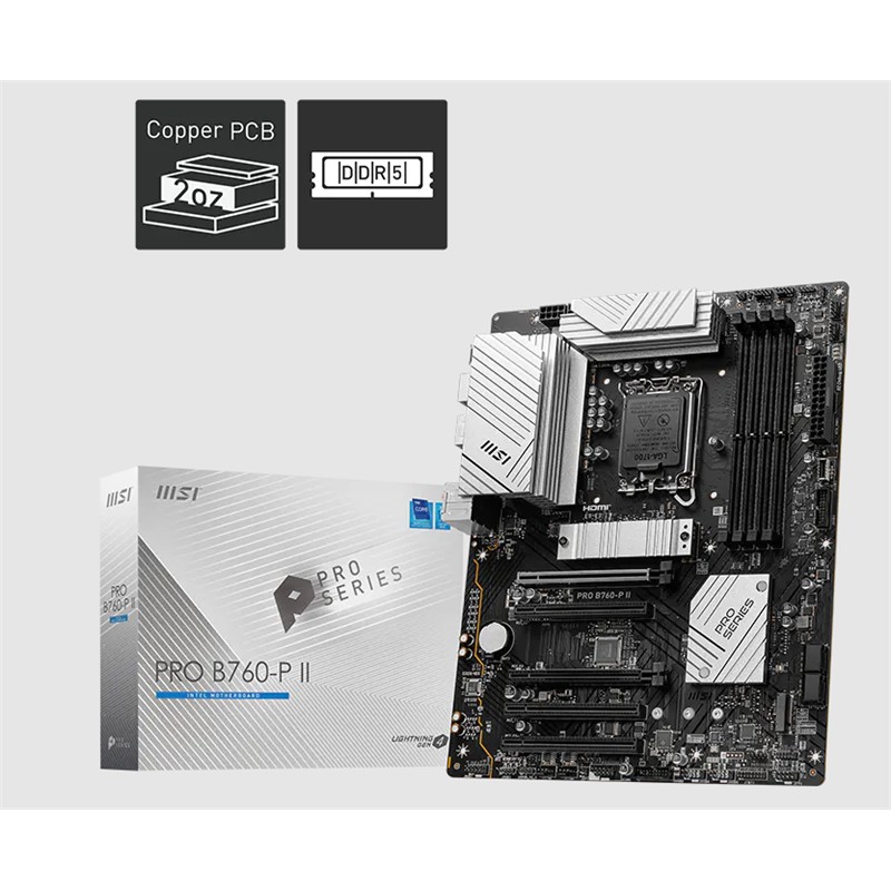 MSI PRO B760-P II DDR5 7200MHZ 1XHDMI 1XDP 2XM.2 USB 3.2 ATX 1700P (12. / 13. VE 14. NESİL İŞLEMCİ UYUMLU)