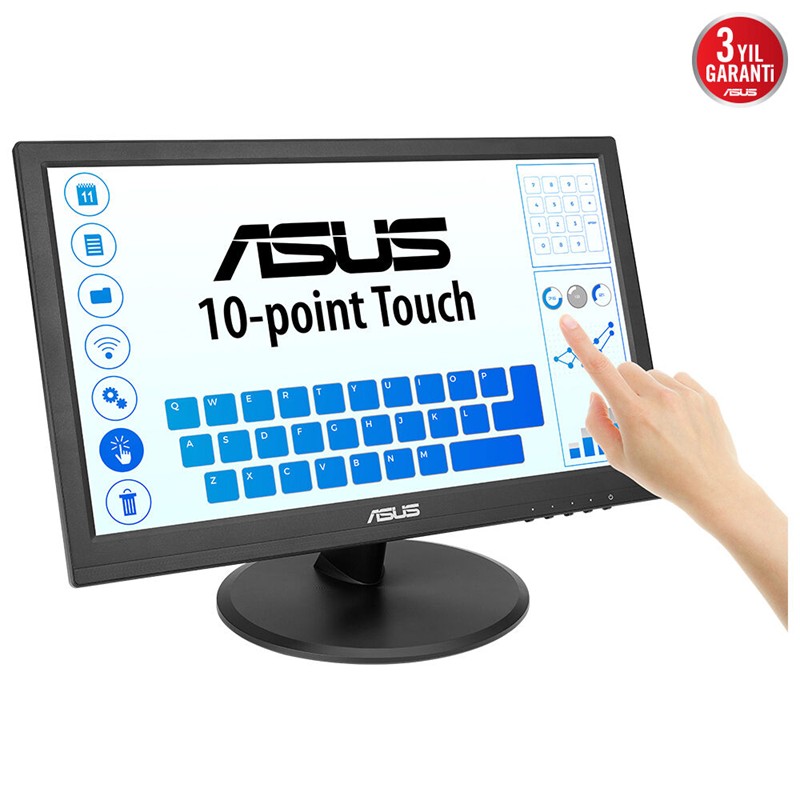 15.6 ASUS VT169HE IPS 5MS 60MHZ 1XVGA 1XHDMI FHD 1920X1080 DOKUNMATİK EKRAN FLICKER FREE ÇERÇEVESİZ VESA SİYAH