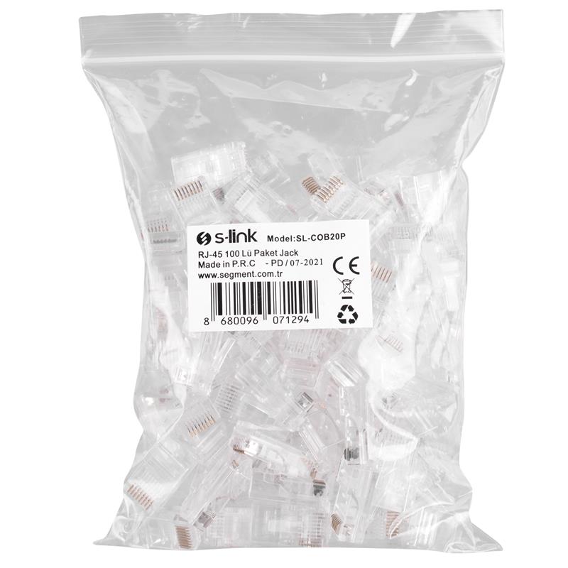 S-LINK SL-COB20P CAT6 EZRJ-45 YENİ NESİL UTP KONNEKTÖR 100 LÜ KUTU