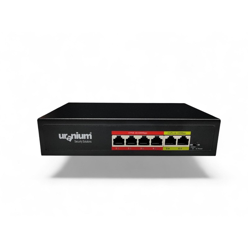 URANIUM POE-4002-48W 4 PORT 10/100 + 2 PORT 10/100 RJ45 UPLINK WATCH-DOG POE SWITCH(REALTEK CHIPSET)