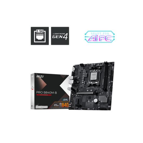 MSI PRO B840M-B DDR5 8000MT/S 1XHDMI 2XM.2 USB-C AM5 MATX (AMD AM5 9000/8000/7000 SERİLERİ İLE UYUMLU)