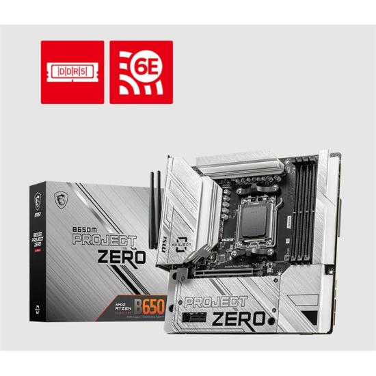 MSI B650M PROJECT ZERO DDR5 7600MT/S 1XHDMI 1XDP 2XM.2 USB MATX AM5 (AMD AM5 9000/8000/7000 SERİ İLE UYUMLU)