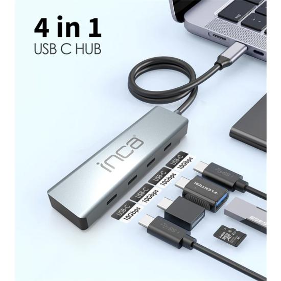 INCA ITPT-4T TYPE-C HUB X4 TYPE-C PORT 3.1 10GBPS ALUMINYUM KASA ÇOKLAYICI